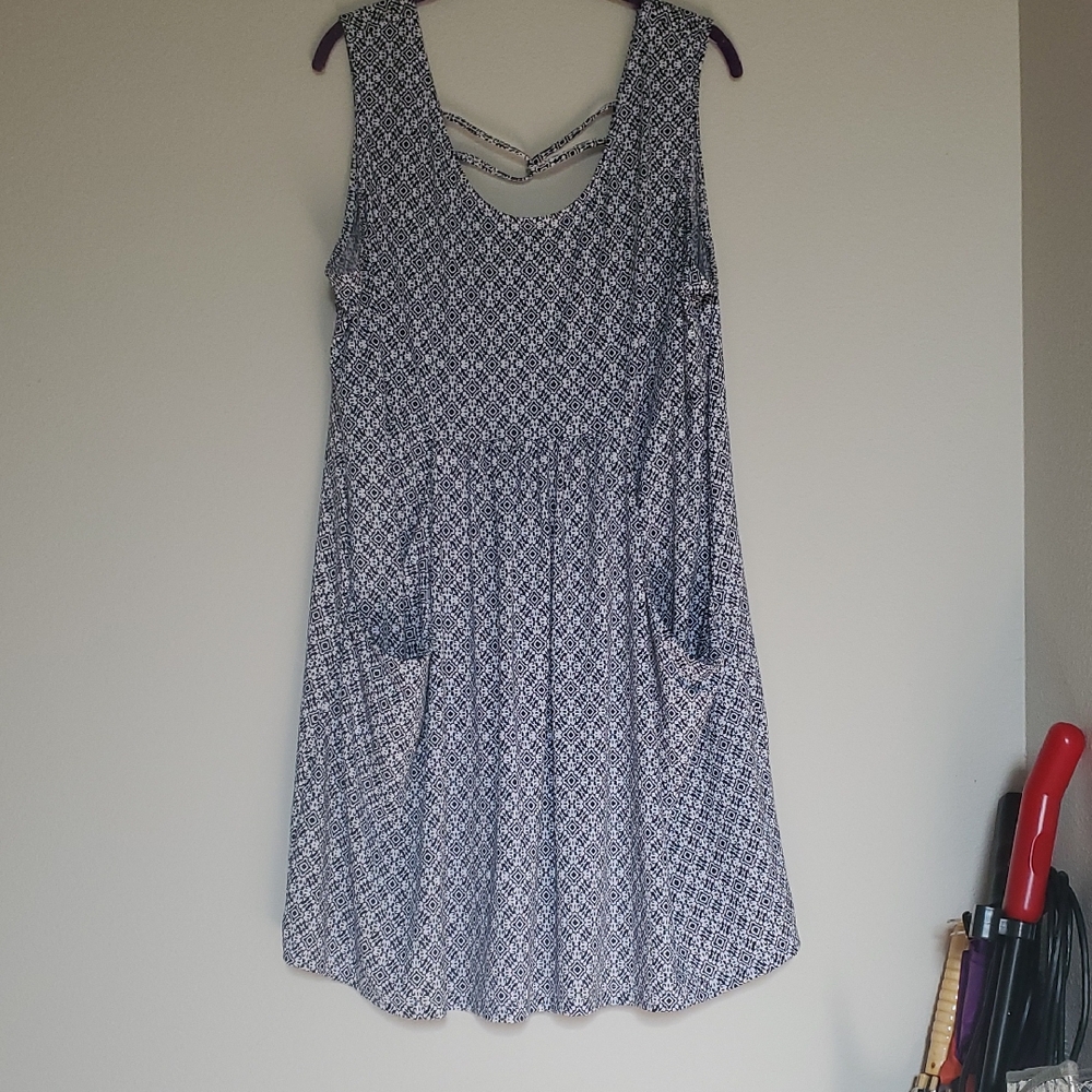 Sleeveless Blue Patterned Dress or Swimsuit Coverup